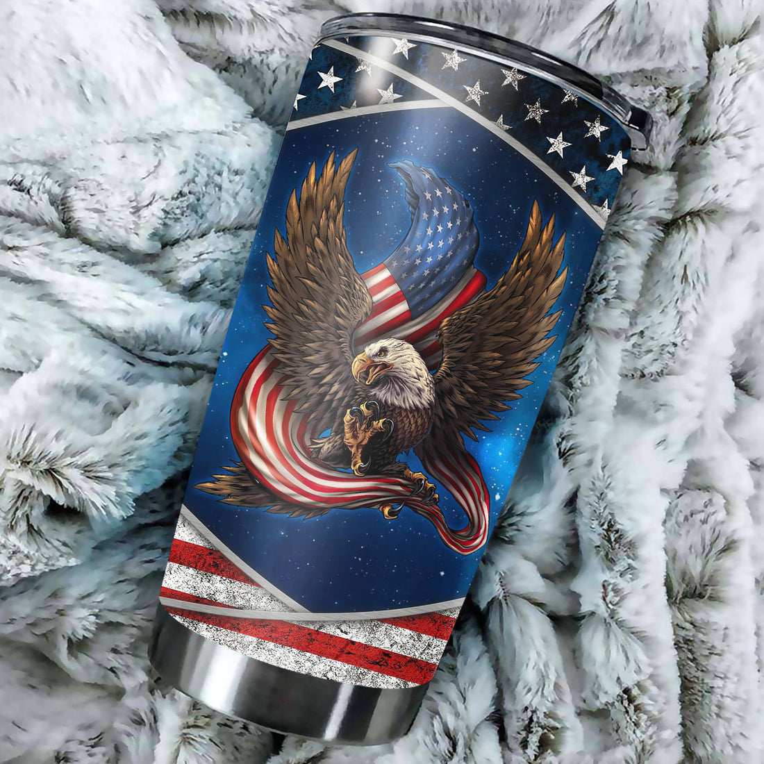 Personalized American Flag Tumbler Eagle Army USA Flag Customized Name Stainless Steel Insulated Cup with Lid 20 30 Oz Gifts for Men Dad Veterans Day