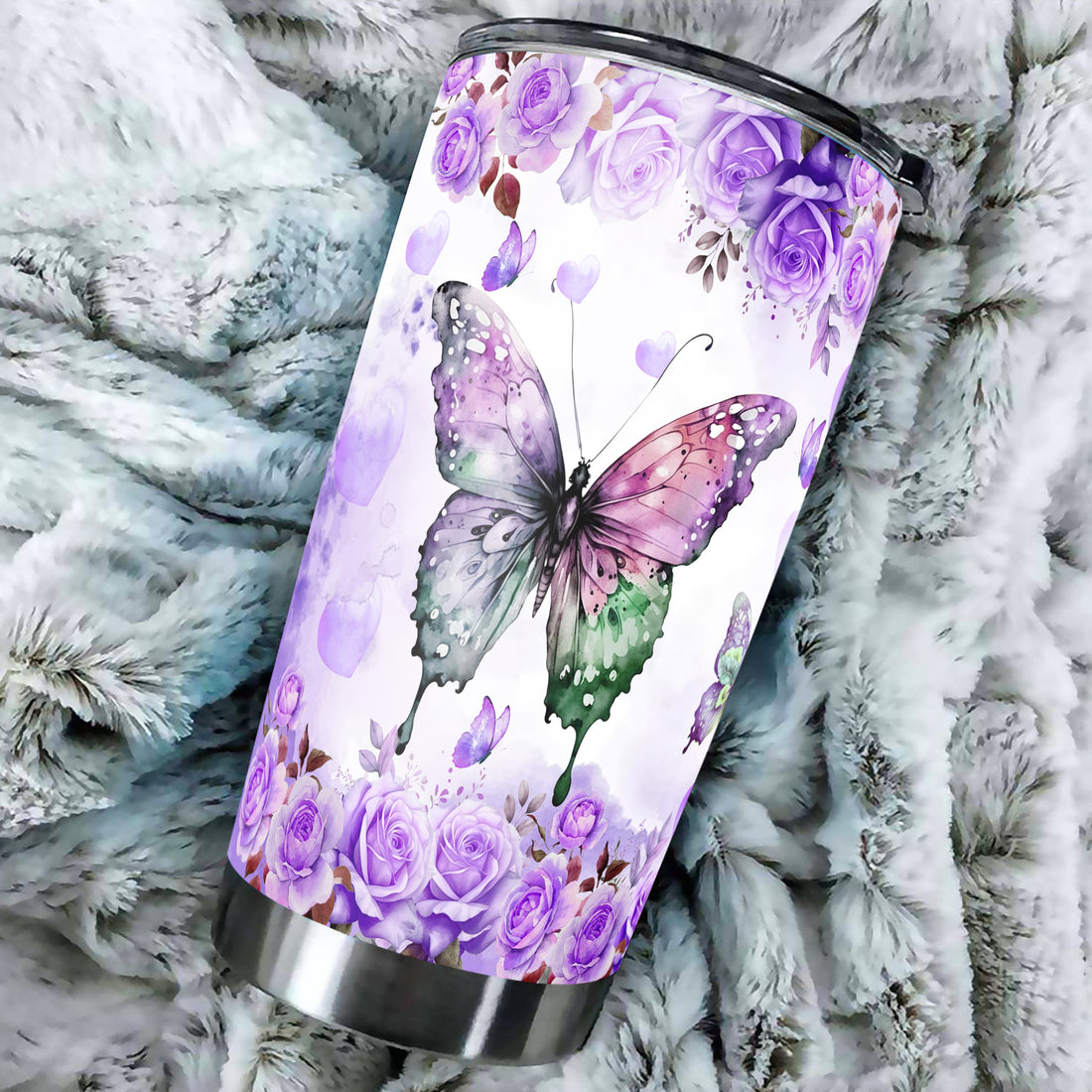 Personalized Butterfly Tumbler With Lid Custom Name Travel Mug Stainless Steel Insulated Cup 20oz 30oz For Girls Mom Women Butterflies Lovers Birthday Christmas