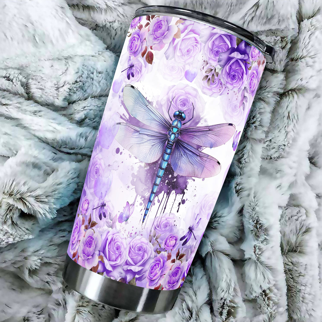 Personalized Dragonfly Tumbler Insulated Cup With Lid Customized Name Travel Coffee Mug For Women Mom Girls Water Bottle Gifts Mothers Day Birthday