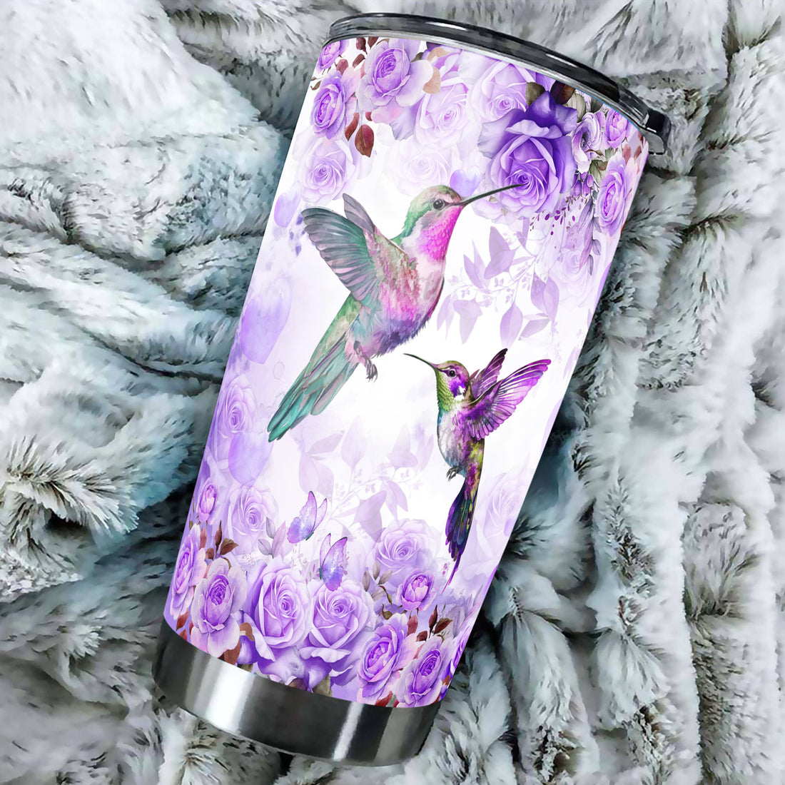 Personalized Hummingbird Insulated Cups Tumbler With Lids Customized Name Stainless Steel Travel Coffee Mugs Cute Cup Water Bottles Gifts for Women Mom Girls