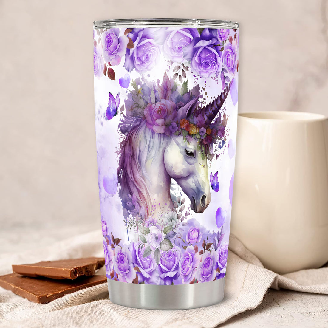 Personalized Unicorn Tumbler Customize Name Travel Mug Stainless Steel Tumblers Insulated Coffee Cute Cup With Lid Water Bottle For Girls Women Drinking Cups Gift Birthday