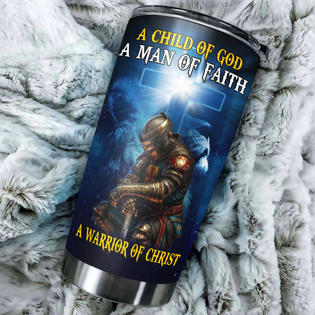 Personalized Christian Tumbler Customized Name Insulated Cup Stainless Steel 20oz 30oz A Child of God Man of Faith Warrior of Christ Gift For Men Dad Husband Grandpa Christmas