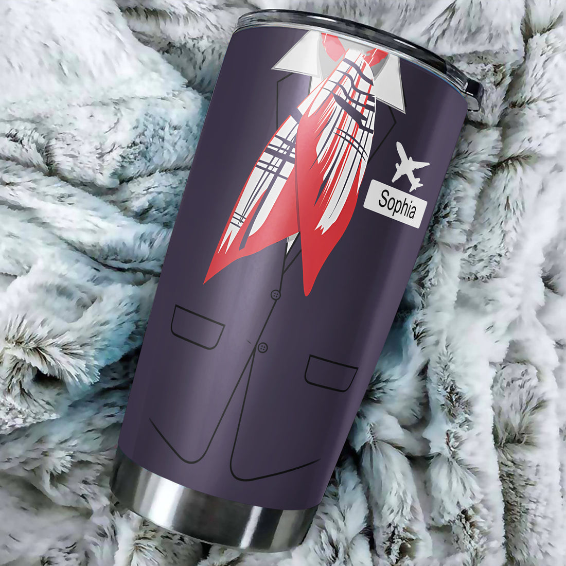 Personalized Flight Attendant Tumbler Custom Name Nutrition Facts Stainless Steel Travel Coffee Mug 20oz 30oz Insulated Cup With Lid Thermos Gift Things Birthday Christmas For Women Men