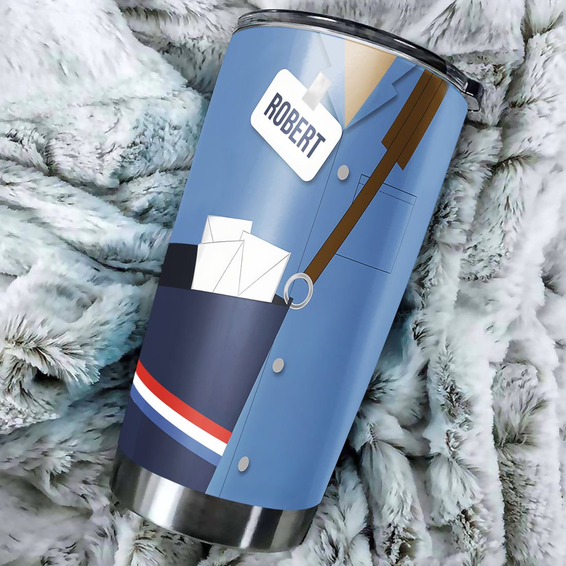 Personalized Mailman Tumbler Customized Name Mail Carrier Nutritional Facts Stainless Steel Insulated Cup with Lid 20 30oz Gift for Postman Postal Worker Delivery Packages