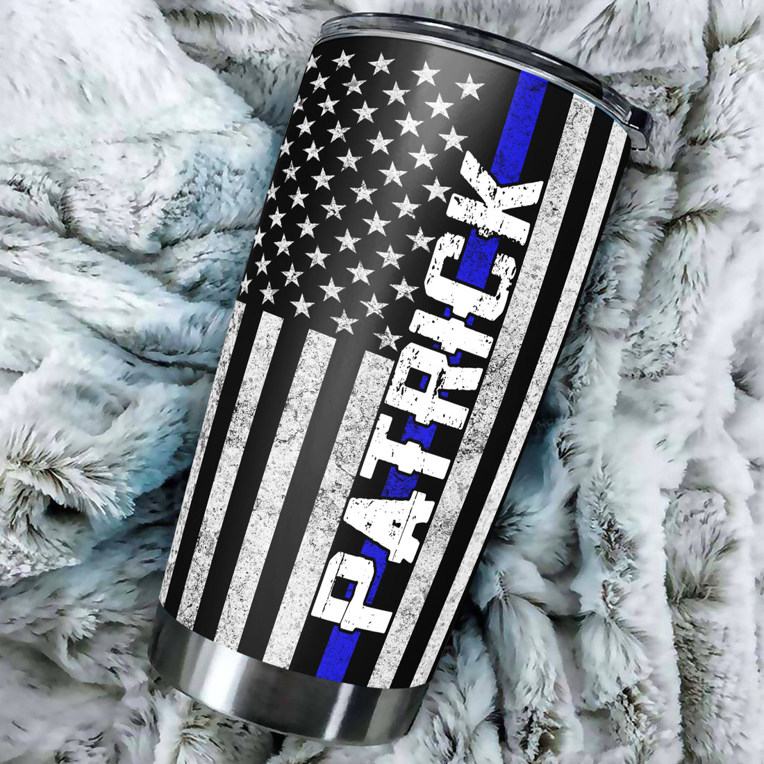 Personalized Police Tumbler Customized Name Insulated Cups Travel Coffee Mug with Lid 20 30 Oz Police Officers Week Gifts for Him Dad Men Academy Graduation Coworker Father's Day